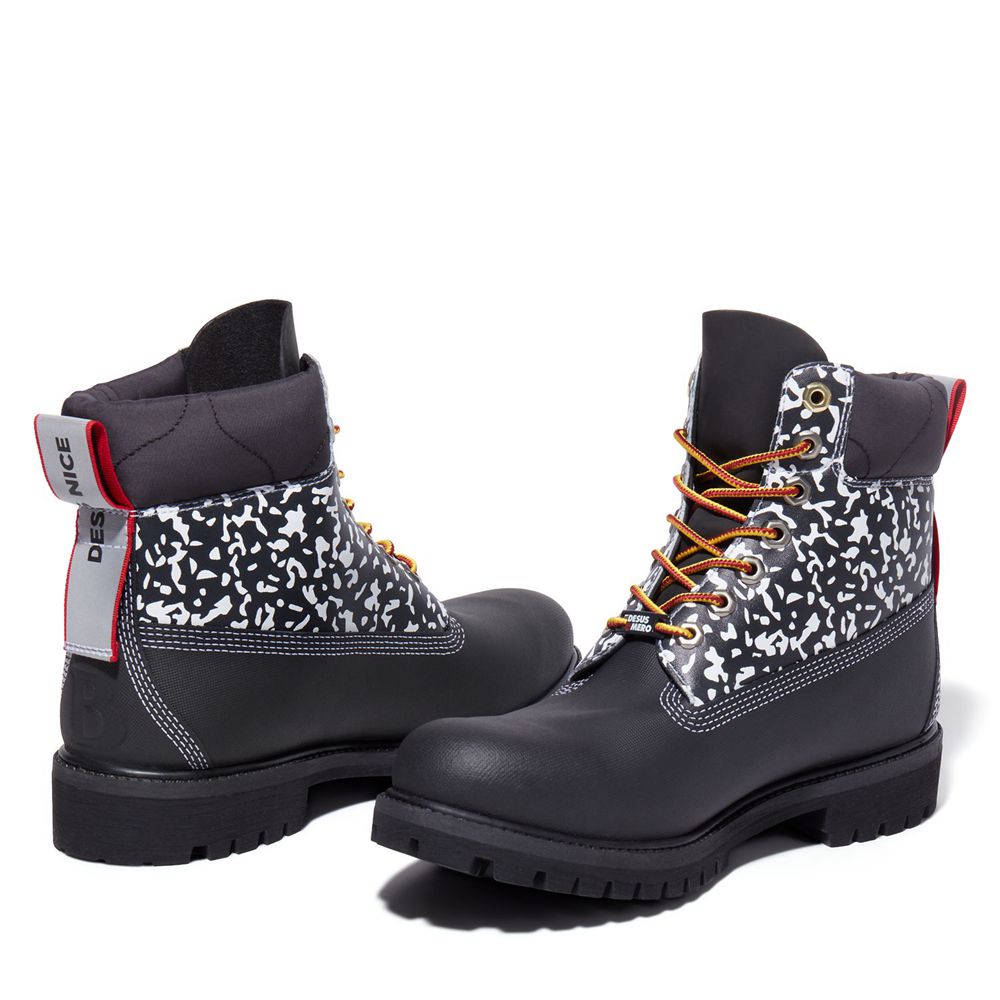 Bocanci 6-Inch Timberland Barbati Negrii/Albi - Desus & Mero X Waterproof - Romania - AFPTZM867